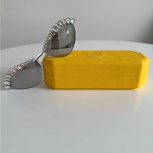 Swarovski Silver Sunglasses with Gray Lenses and Crystal Accents